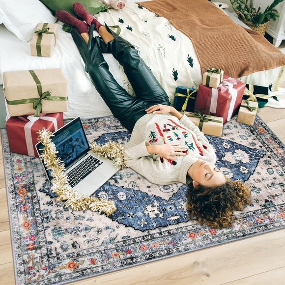 NEW Lahome Area Rug Boho Tribal Rug Throw Rug 4’ x 6’ - Picture 5 of 8